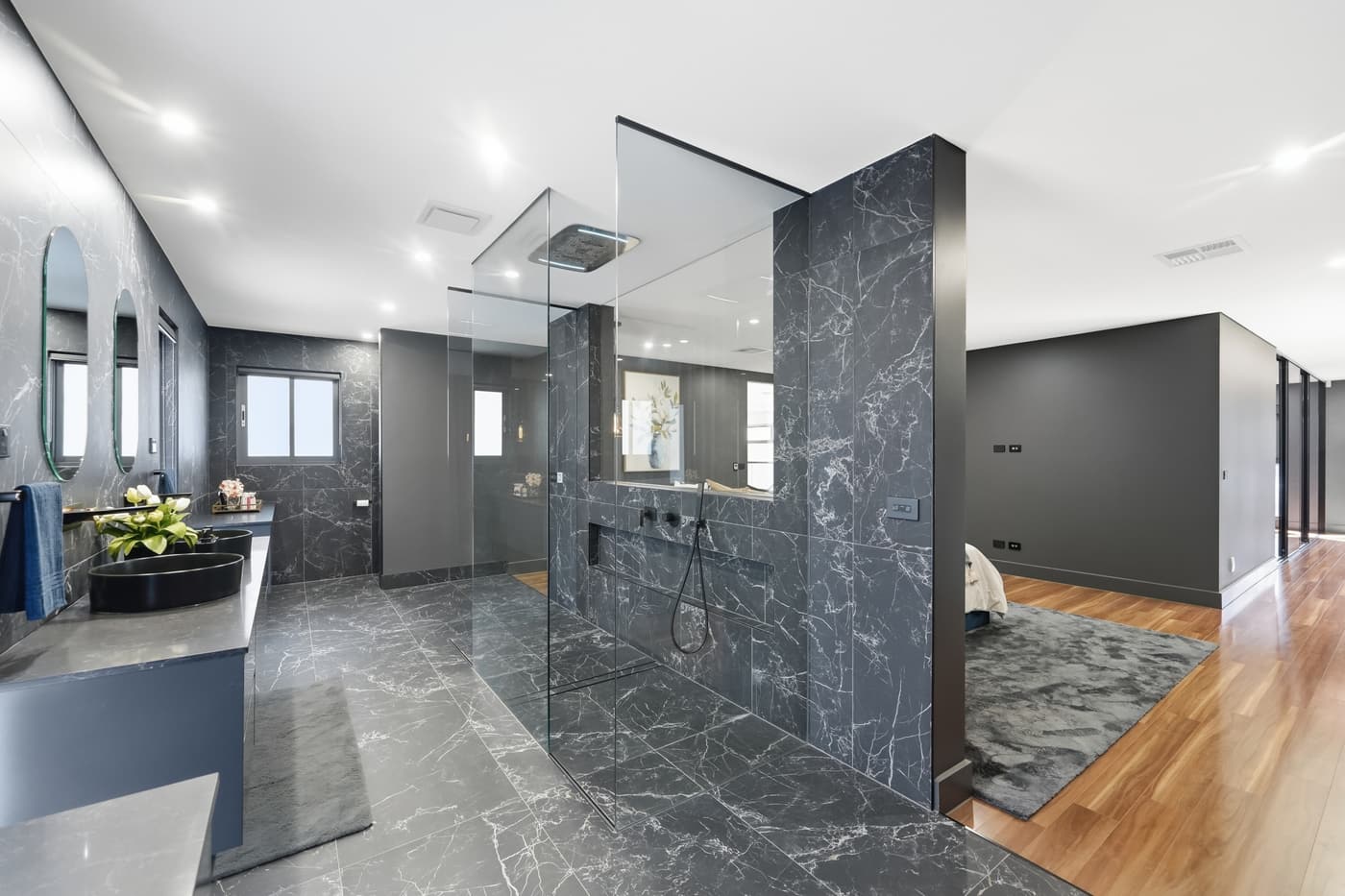 Bathroom in dark marble, Harrington Park